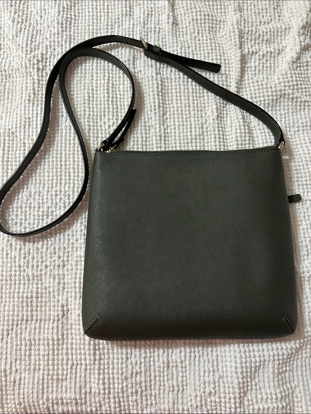 kate spade Olive Green Saffiano Leather Crossbody with Gold Hardware